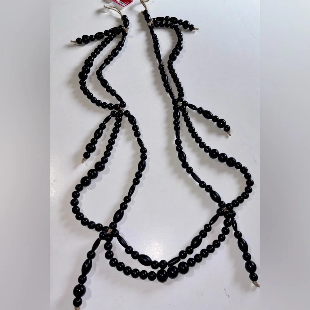 Black Beaded Garland Victorian Garland Rustic Black Fireplace Garland Rustic